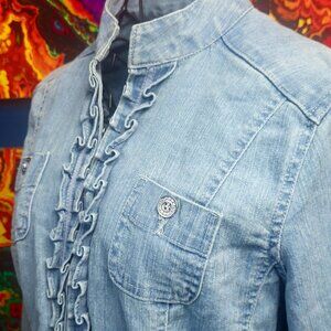 Ruby Rd ~ Sz 6P ~ Hook & Eye Front Close Denim Jacket ~ NWOT